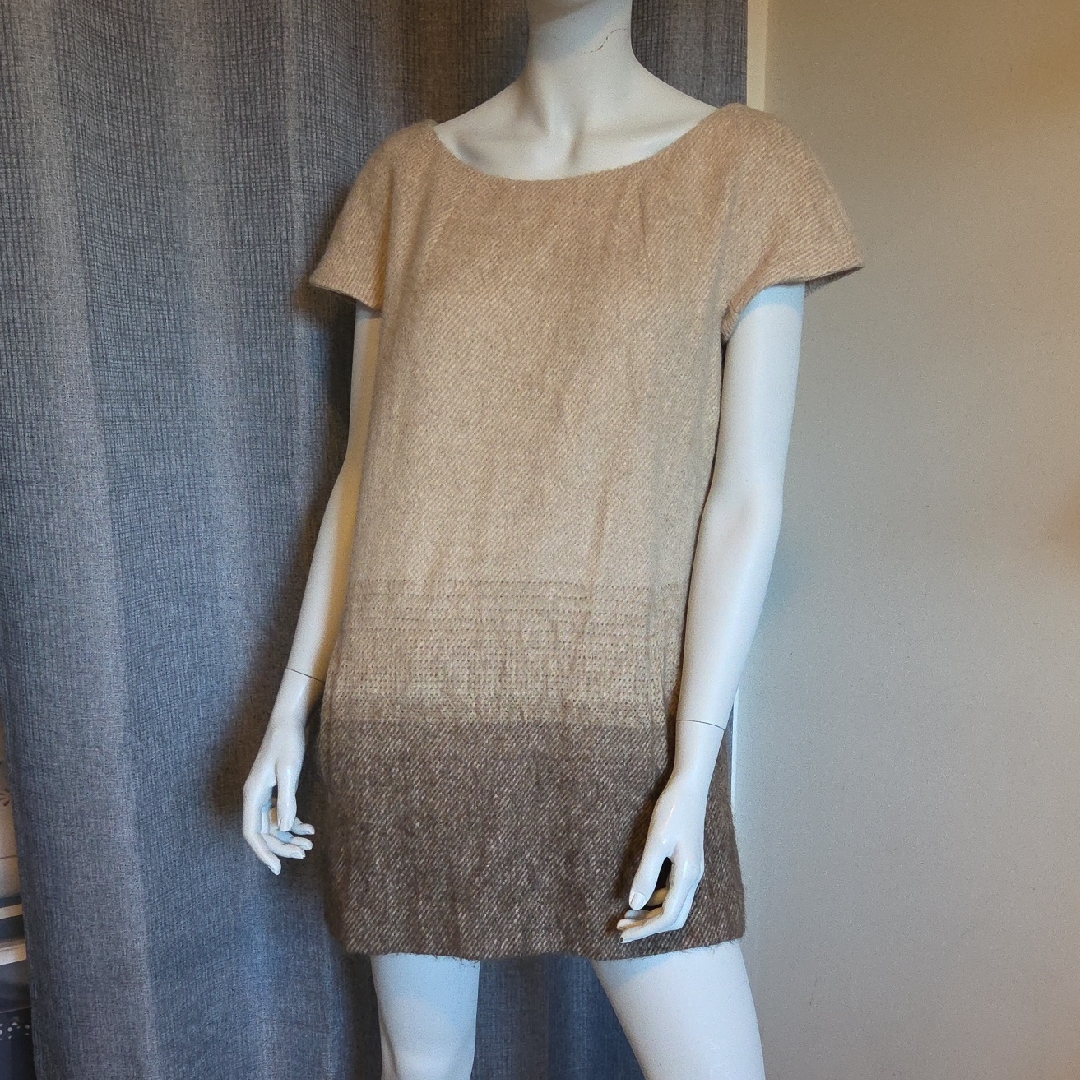 Maxmara Mohair 60s Style Tan To Brown Mini Dress